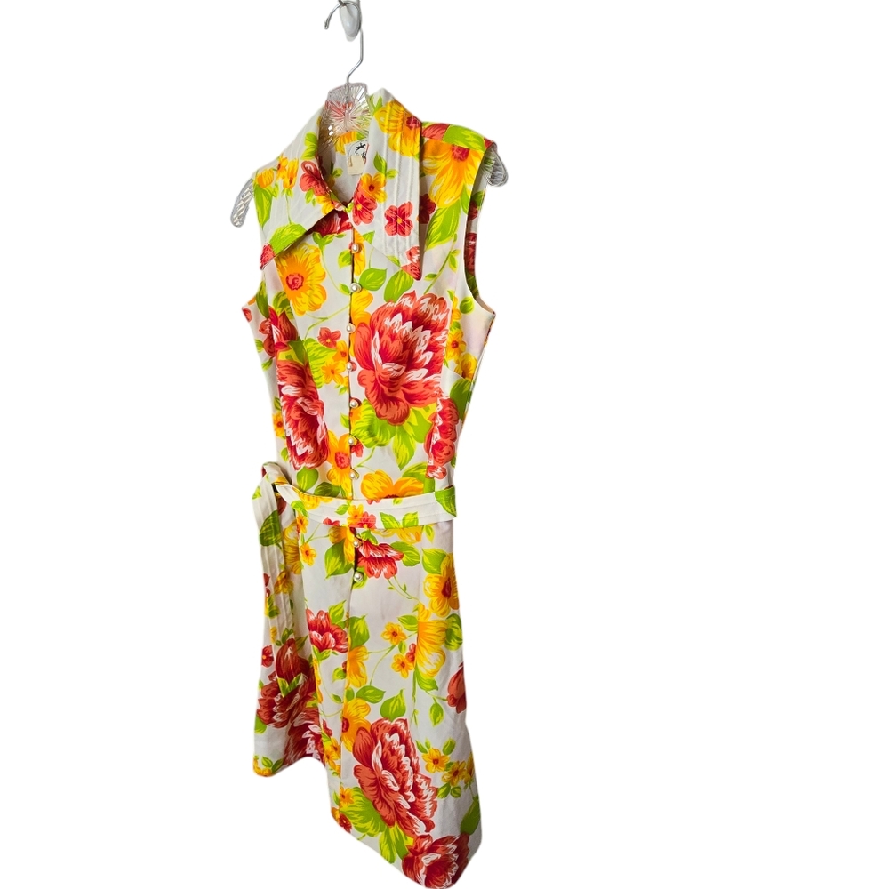 True Vintage 60s 70s The Spectator Floral Day Dress Belted Size‎ 14 Madmen Mod - Picture 2 of 7